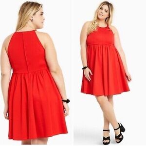 Torrid Sleeveless Fit & Flare High‎ Neck Skater Shift Dress